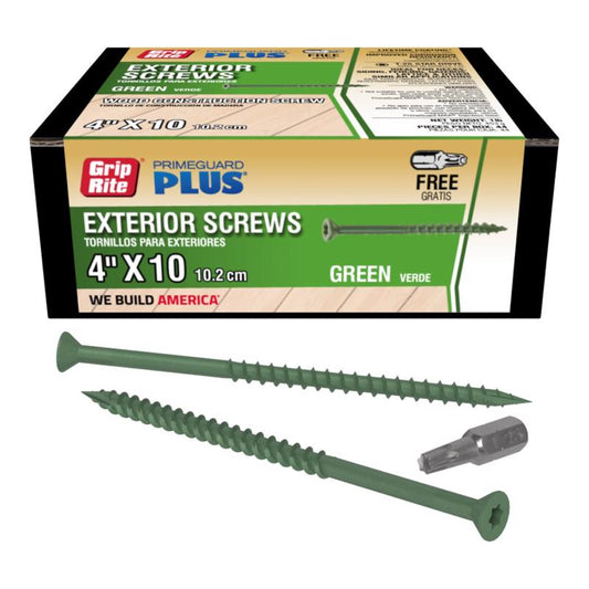Grip-Rite PrimeGuard Plus No. 10 wire X 4 in. L Green Star Bugle Head Deck Screws 1 lb 50 pk