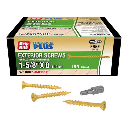 Grip-Rite PrimeGuard Plus 1-5/8 in. L Tan Star Bugle Head Deck Screws 1 lb 147 pk