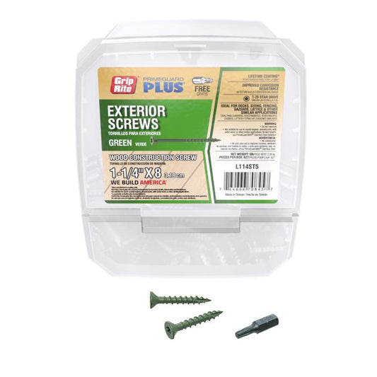 Grip-Rite PrimeGuard Plus No. 8 wire X 1-1/4 in. L Green Star Bugle Head Exterior Deck Screws 5 lb 2