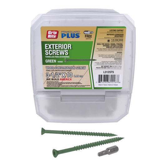 Grip-Rite PrimeGuard Plus 3-1/2 in. L Green Star Bugle Head Deck Screws 5 lb 264 pk