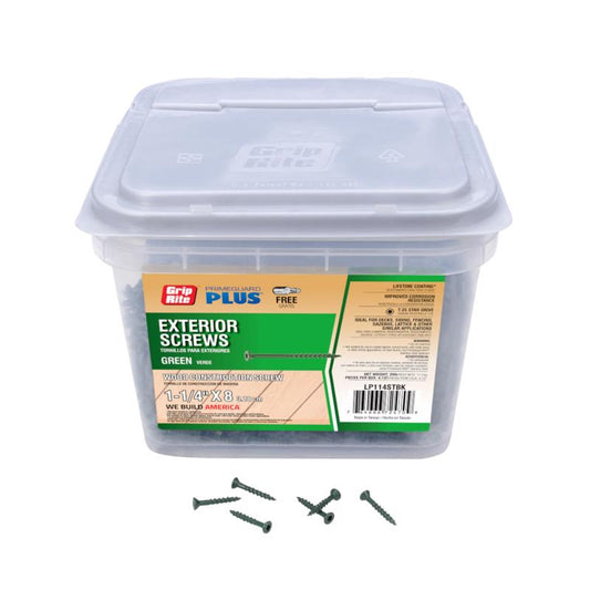 Grip-Rite PrimeGuard Plus No. 8 wire X 1.25 in. L Green Star Flat Head Deck Screws 25 lb
