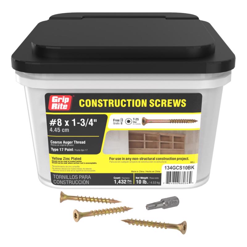 Grip-Rite No. 8 wire X 1-3/4 in. L Star Flat Head Coarse Construction Screws