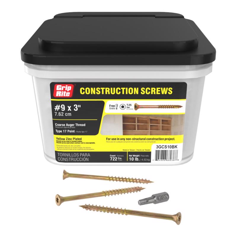 Grip-Rite No. 9 wire X 3 in. L Star Flat Head Coarse Construction Screws