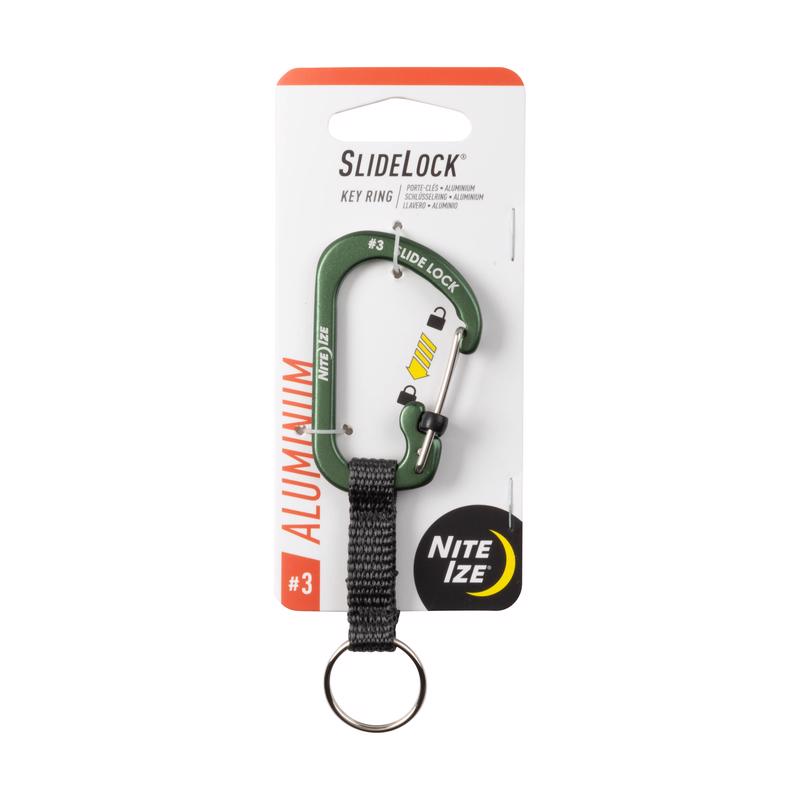 Nite Ize SlideLock Aluminum Olive Locking Carabiner Key Ring