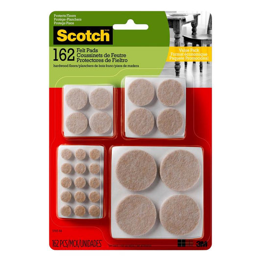 3M Scotch Felt Self Adhesive Protective Pad Beige Round Assorted in. W 162 pk