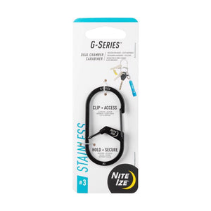 Nite Ize G-Series Stainless Steel Black Dual Chamber Carabiner GS3-01-R6, Pack of 4