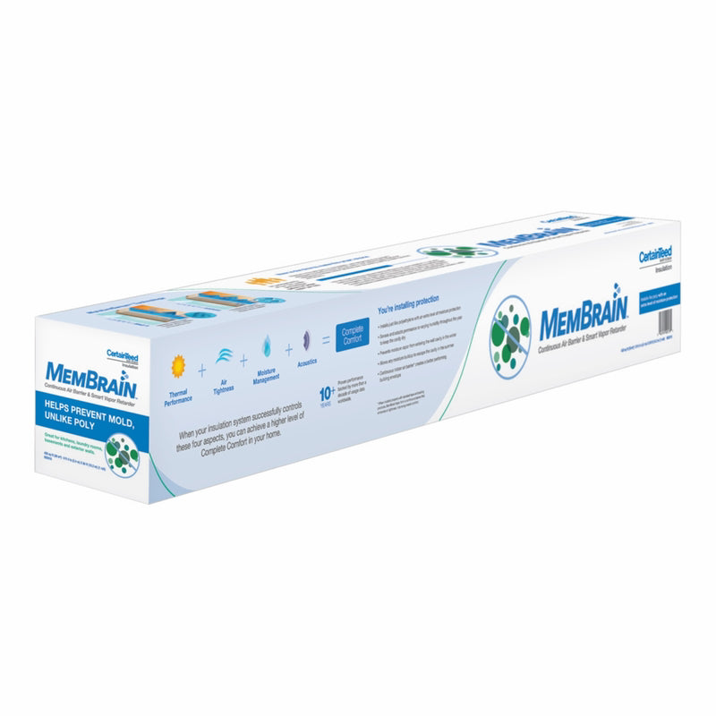 CertainTeed MemBrain 100 ft. W X 50 ft. L X 2 mil Air Barrier and Smart Vapor Retarder Roll 416.5 sq