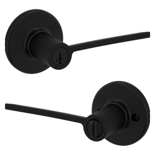 Kwikset Ladera Matte Black Keyed Entry Lever 2-3/4 in.