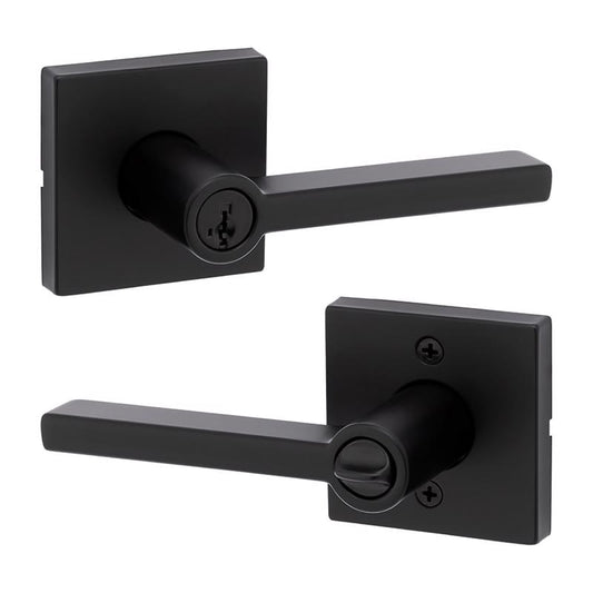 Kwikset Halifax Matte Black Entry Door Knob 2-3/4 in.