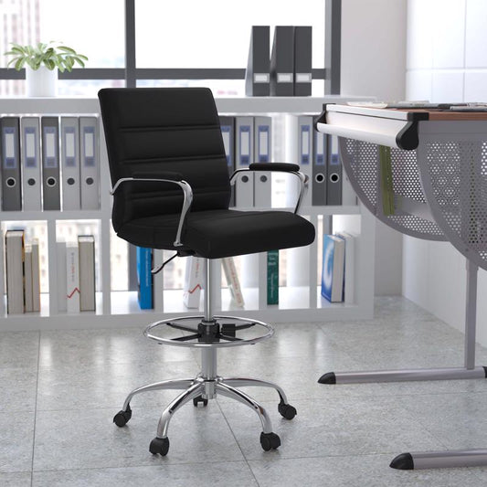 Flash Furniture Black Faux Leather Drafting Chair