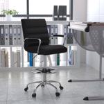 Flash Furniture Black Faux Leather Drafting Chair