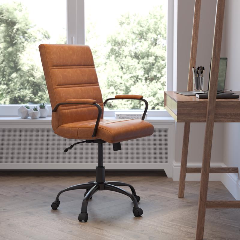 Flash Furniture Brown Faux Leather Swivel Chair