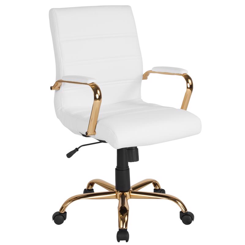 Flash Furniture White Faux Leather Swivel Chair