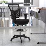 Flash Furniture Black Leather/Mesh Drafting Chair