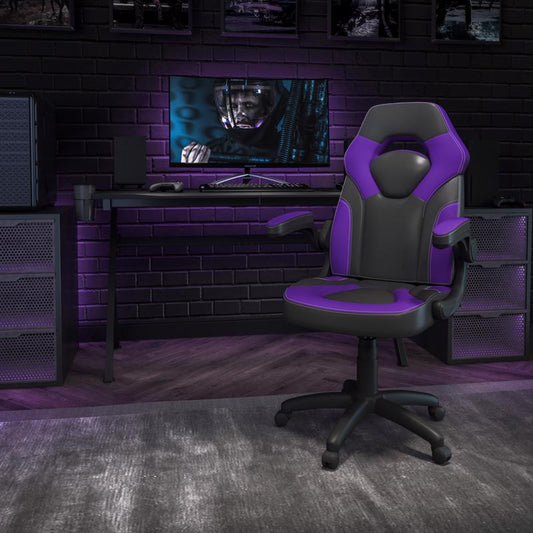 Flash Furniture X10 Purple Leather/Mesh Swivel Chair