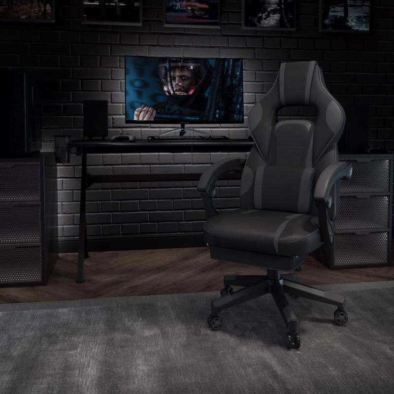 Flash Furniture X40 Black/Gray Faux Leather Office Chair
