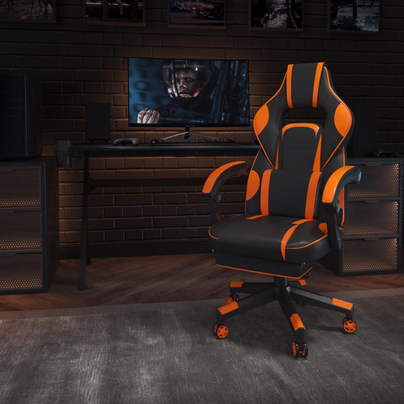 Flash Furniture X40 Black/Orange Faux Leather Swivel Chair