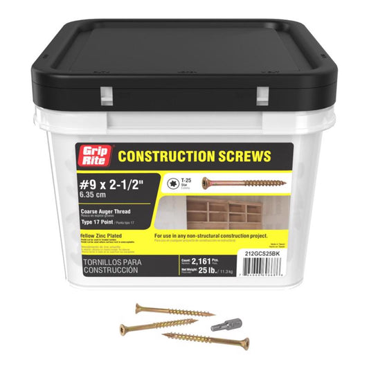 Grip-Rite No. 9 wire X 2-1/2 in. L Star Flat Head Coarse Construction Screws