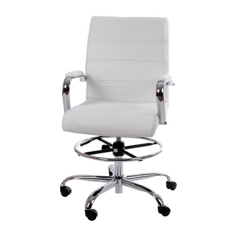 Flash Furniture White Leather Drafting Chair