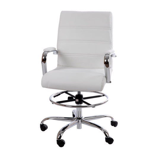 Flash Furniture White Leather Drafting Chair