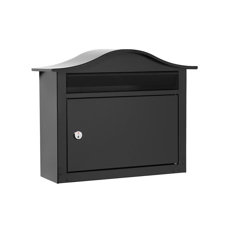 Architectural Mailboxes Saratoga Classic Galvanized Steel Wall Mount Black Locking Mailbox
