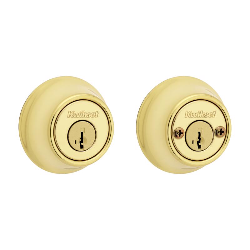 Kwikset SmartKey Security Polished Brass Metal Double Cylinder Deadbolt
