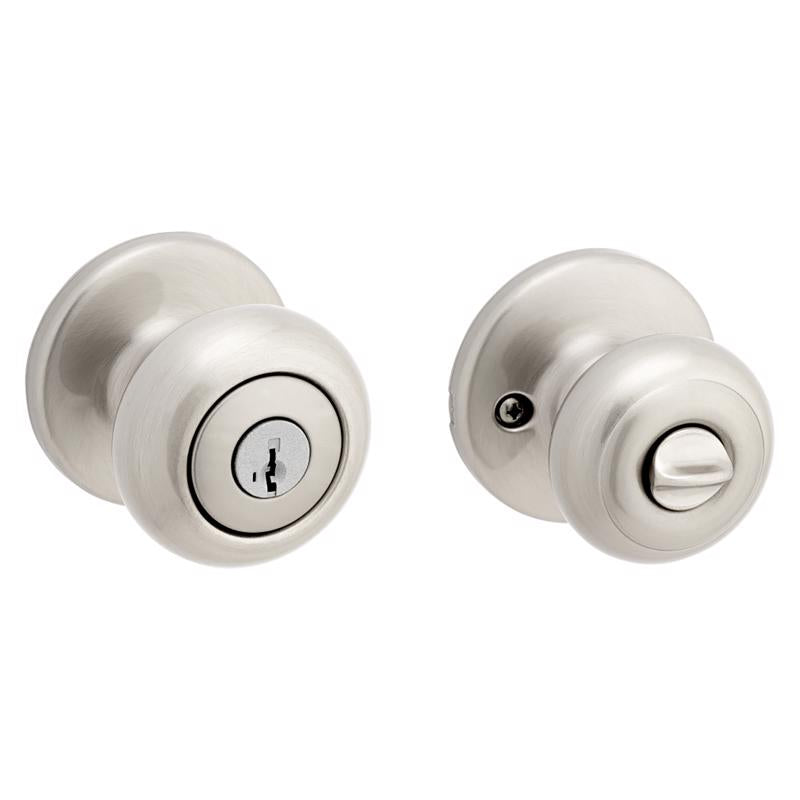 Kwikset SmartKey Security Satin Nickel Entry Knob KW1 2-3/4 in.