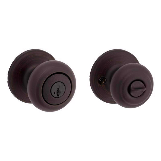 Kwikset SmartKey Security Cove Venetian Bronze Entry Door Knob KW1 2-3/4 in.