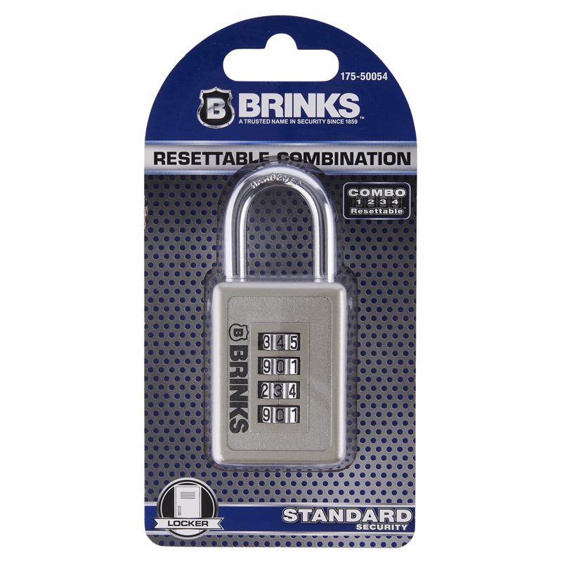 Brinks 2-1/8 in. H X 1-5/8 in. W X 3/4 in. L Die-Cast Zinc 4-Dial Combination Padlock