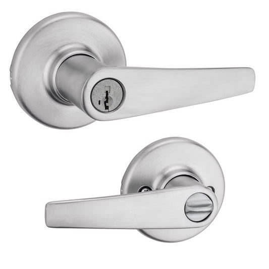 Kwikset Delta Satin Chrome Entry Door Knob 1-3/8 in.