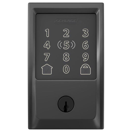 Schlage Encode Plus Matte Black Metal Wi-Fi Deadbolt with Century Trim