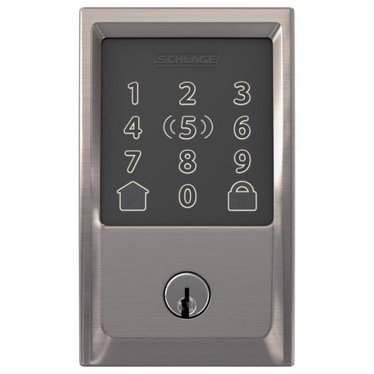 Schlage Encode Plus Satin Nickel Metal Wi-Fi Deadbolt with Century Trim