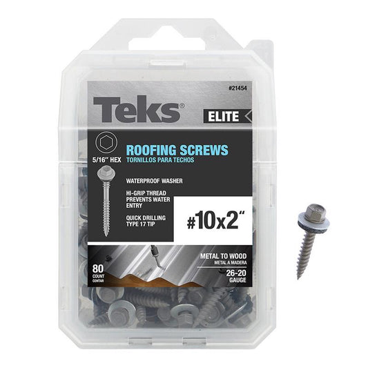 Teks Elite No. 10 X 2 in. L Hex Drive Hex Washer Head Self Tapping Roofing Screws