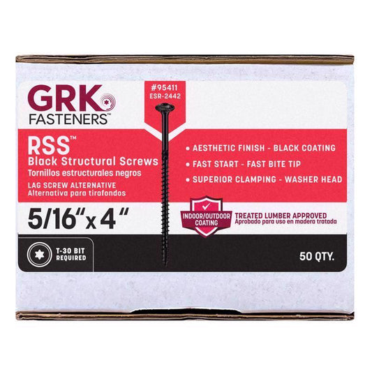 GRK Fasteners 5/16 in. X 4 in. L Star Climatek W-Cut Structural Wood Screws 1 pk