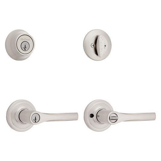 Kwikset Henley Satin Nickel Lever and Single Cylinder Deadbolt KW1 1-3/4 in.