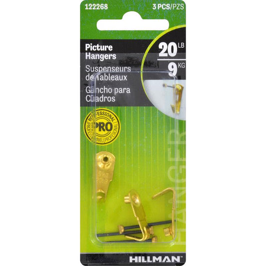 HILLMAN Steel-Plated Gold Classic Picture Hanger 20 lb 3 pk