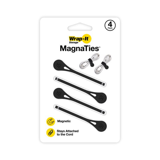 Wrap-It MagnaTies 0.33 in. L Black Silicone Cord Organizer