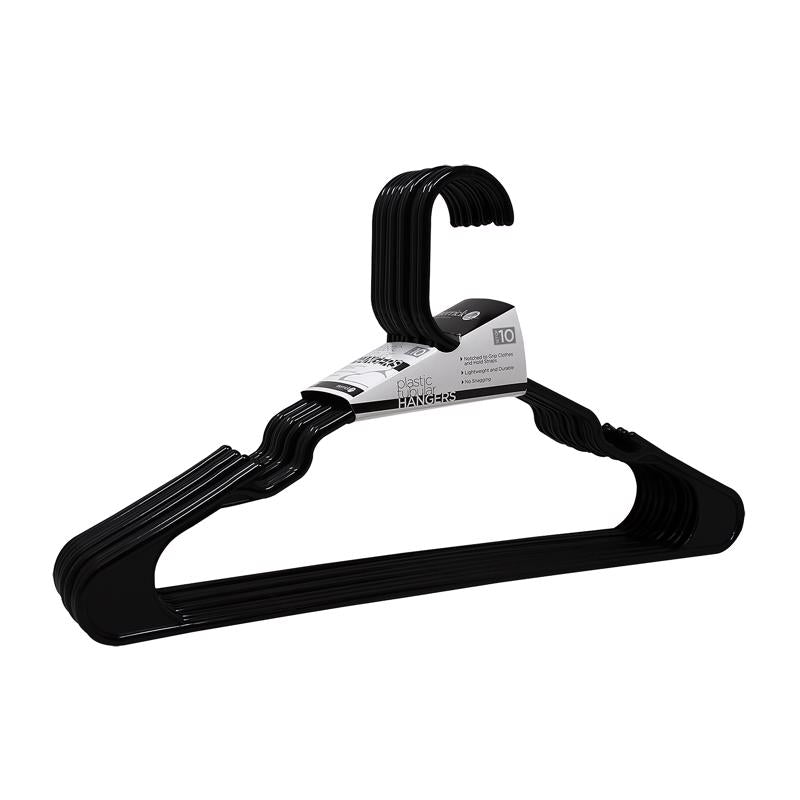 ClosetSelect Plastic Black Hanger 10 pk