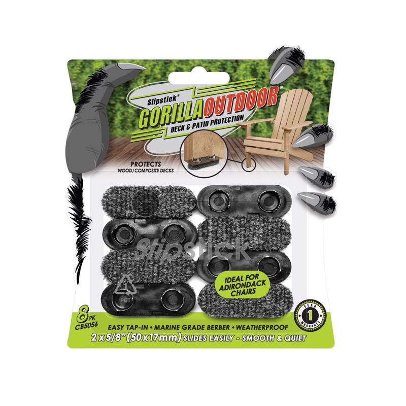 Slipstick Gorilla Outdoor Gray Tap-On Marine Grade Berber Chair Glide 8 pk