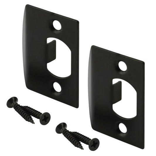 Prime-Line 2.25 in. H X 3.75 in. L Black Steel Latch Strike Plate