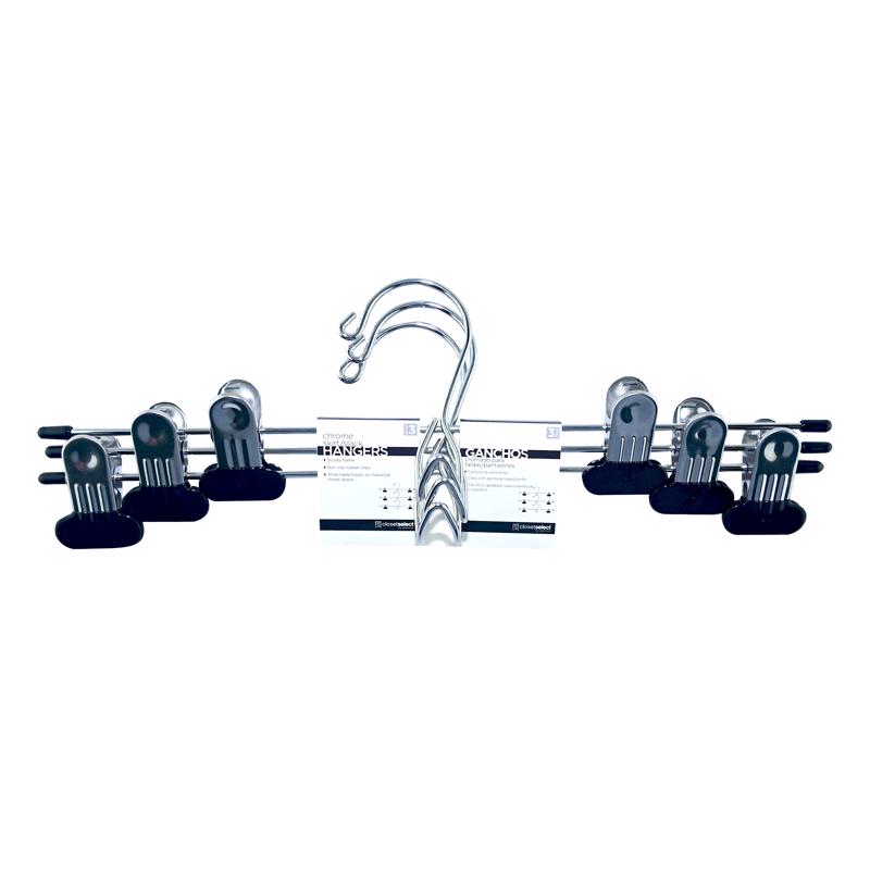 ClosetSelect Metal Silver Skirt/Slack Hanger 3 pk