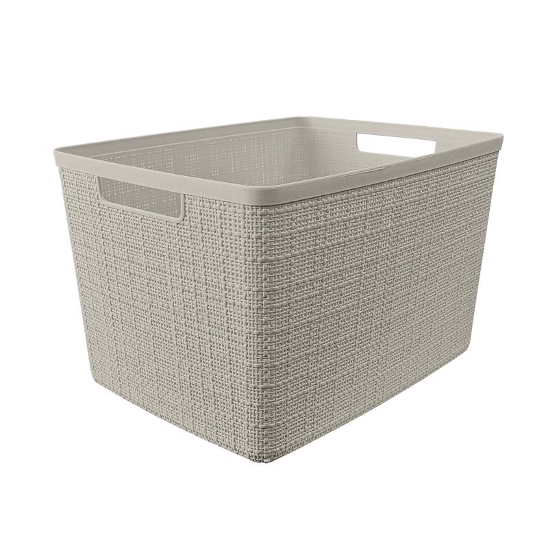 Curver Large 18 L Beige Woven Basket 9.1 in. H X 14.2 in. W X 11 in. D Stackable