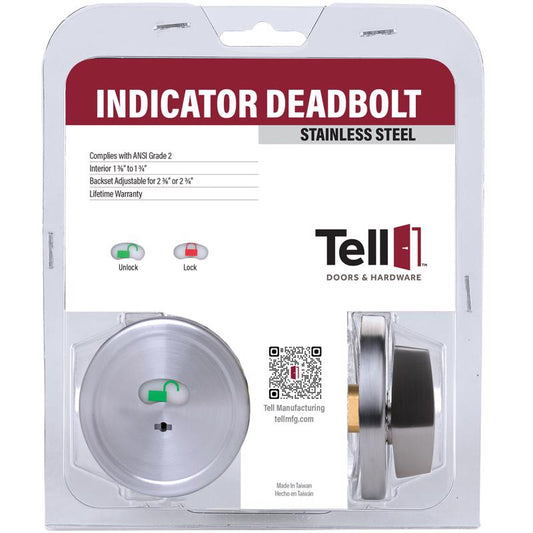 Tell Satin Chrome Stainless Steel Indicator Deadbolt