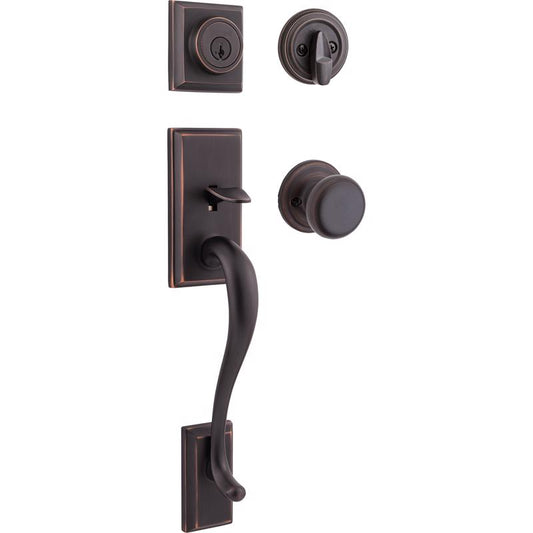 Kwikset Hawthorne Venetian Bronze Entry Handleset 1.75 in.