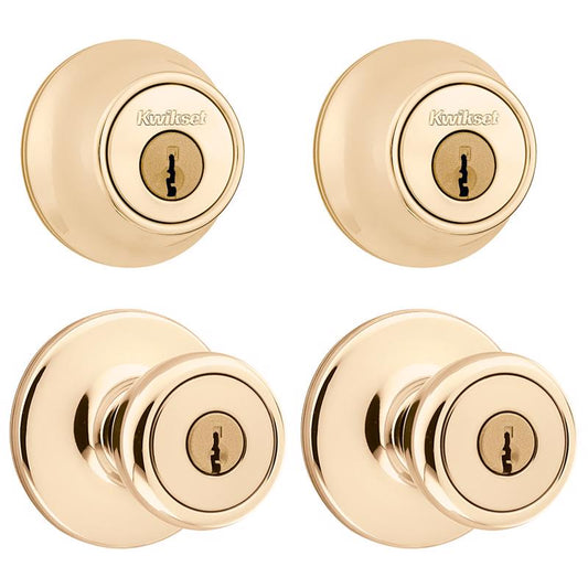 Kwikset Tylo Polished Brass Double Entry Door Kit 1-3/4 in.