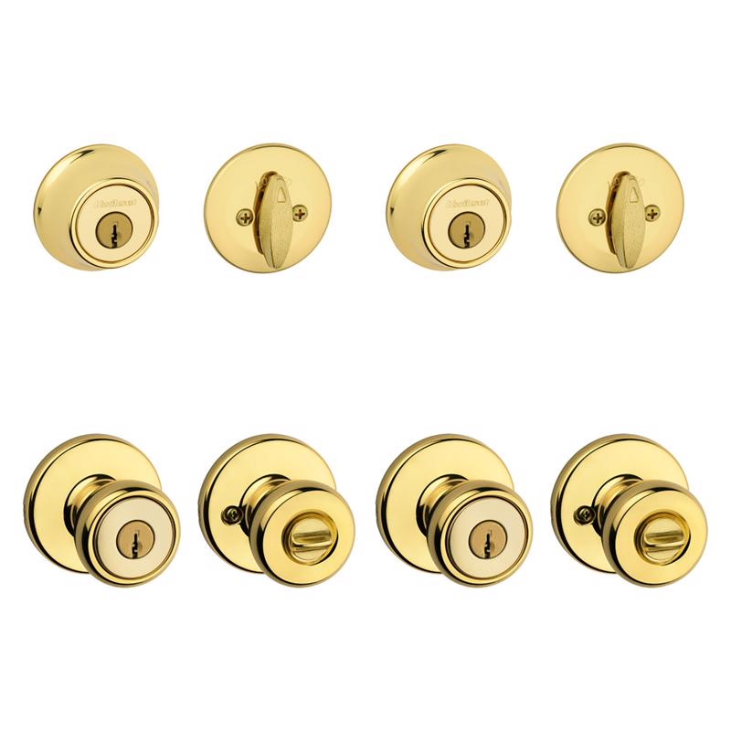 Kwikset Tylo Polished Brass Entry Knobs 1-3/4 in.