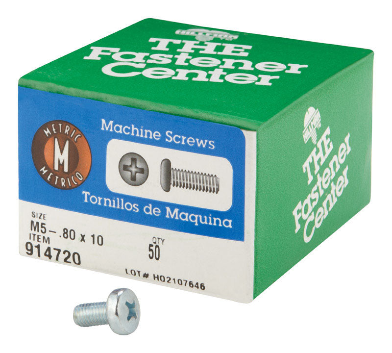 HILLMAN M5-0.8 Ga. X 10 mm L Phillips Pan Head Zinc-Plated Steel Metric Machine Screws 1 pk