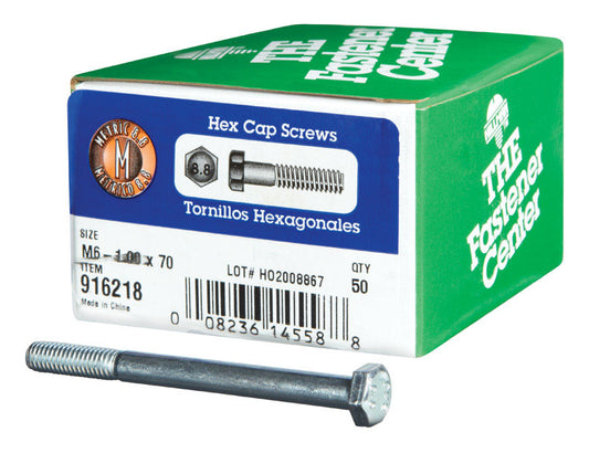 HILLMAN M6-1.00 mm D X 70 mm L Heat Treated Steel Hex Head Cap Screw 1 pk