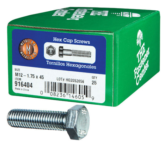 HILLMAN M12-1.75 mm D X 45 mm L Heat Treated Zinc Steel Hex Head Cap Screw 1 pk
