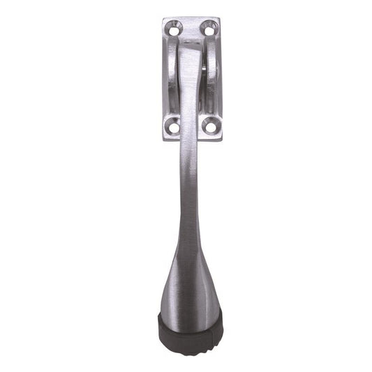 Tell 1 in. W Solid Brass Satin Chrome Silver Kick-Down Door Holder Mounts to door